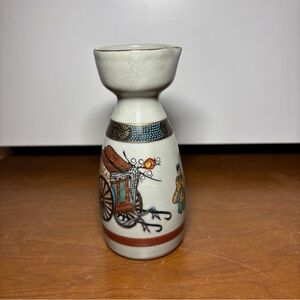 Vintage Ceramic Vase with Carriage Design